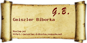 Geiszler Bíborka névjegykártya